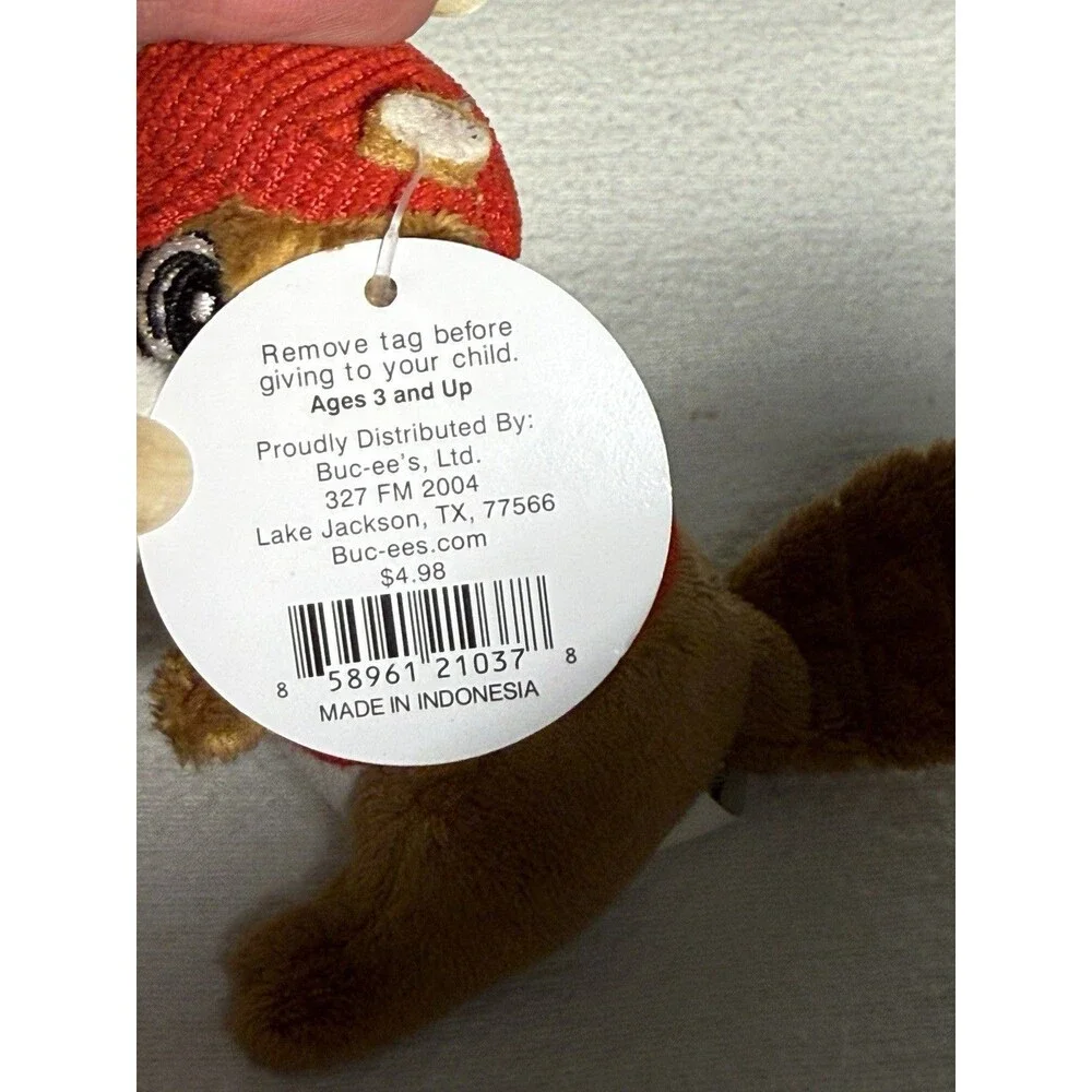 Buc-ee’s Beaver Plush Keychain Trigger Clip, Brown/Red/White Advertising
